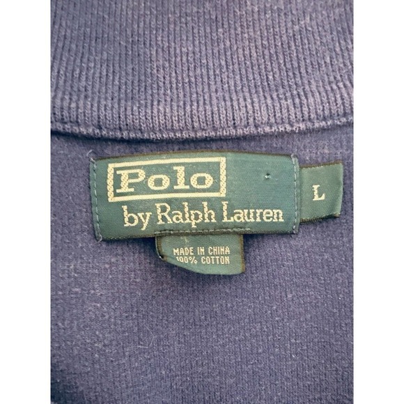 Ralph Lauren Polo Men’s Quarter Zip 100% Cotton Pullover Sweater Purple Large - Picture 8 of 8